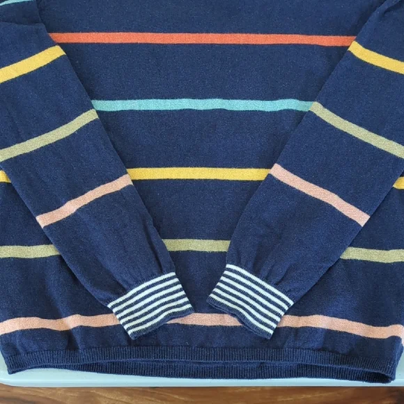 Faherty Navy Multicolor Striped Crewneck Sweater, S - Picture 4 of 6